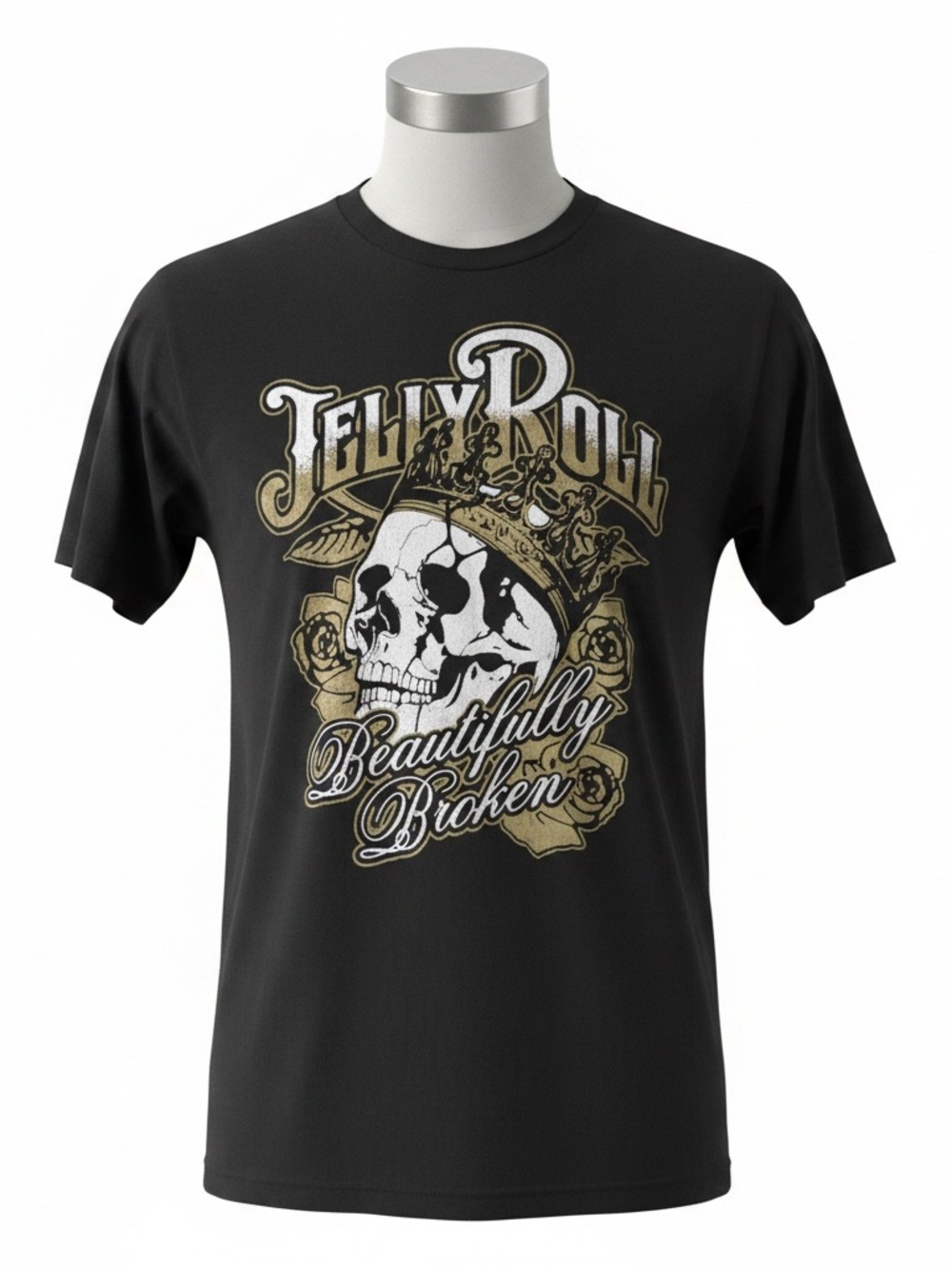 Jelly Roll "Beautifully Broken" Skull Tee - Black Medium